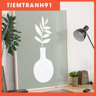 Tranh treo tường | Tranh trừu tượng - Sage green abstract flower vase ,contemporary wall art