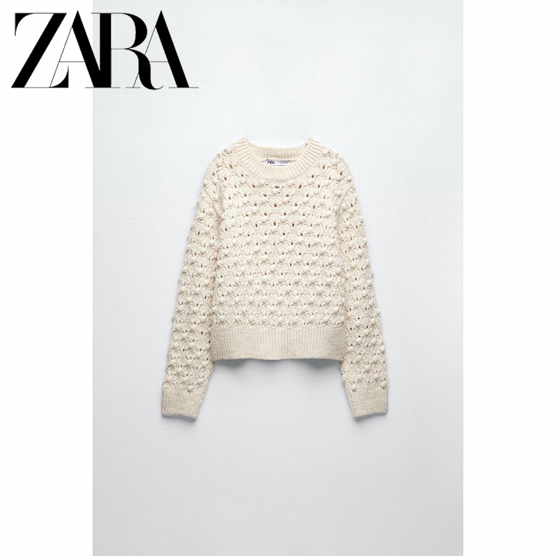 Áo Sweater Dệt Kim Tay Dài Cổ Tròn Hiệu ZARA Thời Trang Cho Nữ