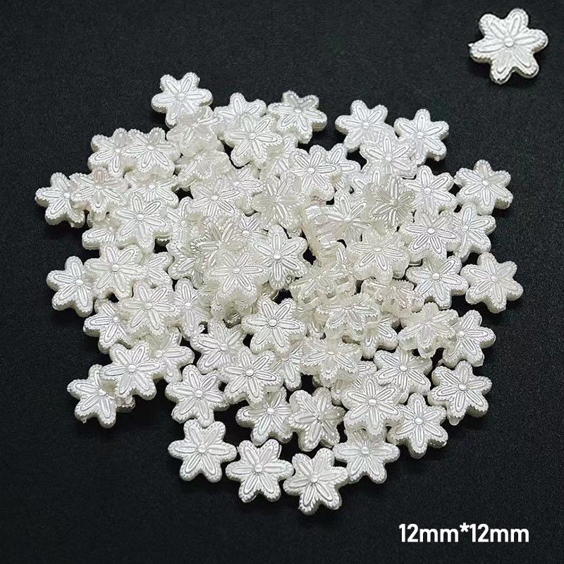 Set 50 Hạt Ngọc Trai Hình Bông Hoa Bằng Acrylic Dùng Làm Trang Sức Diy