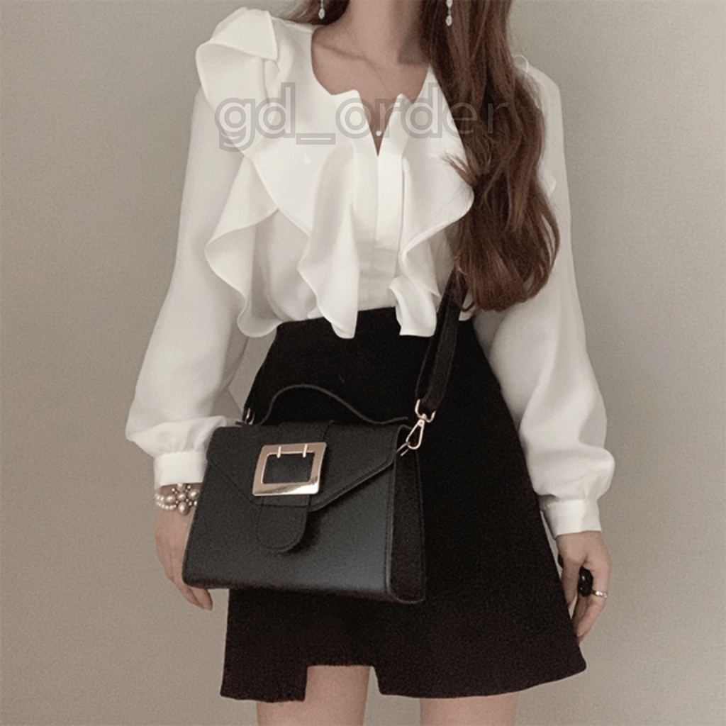 A12|Áo sơ mi nữ công sở chất lụa bèo nhúng tay phồng thanh lịch gd_order