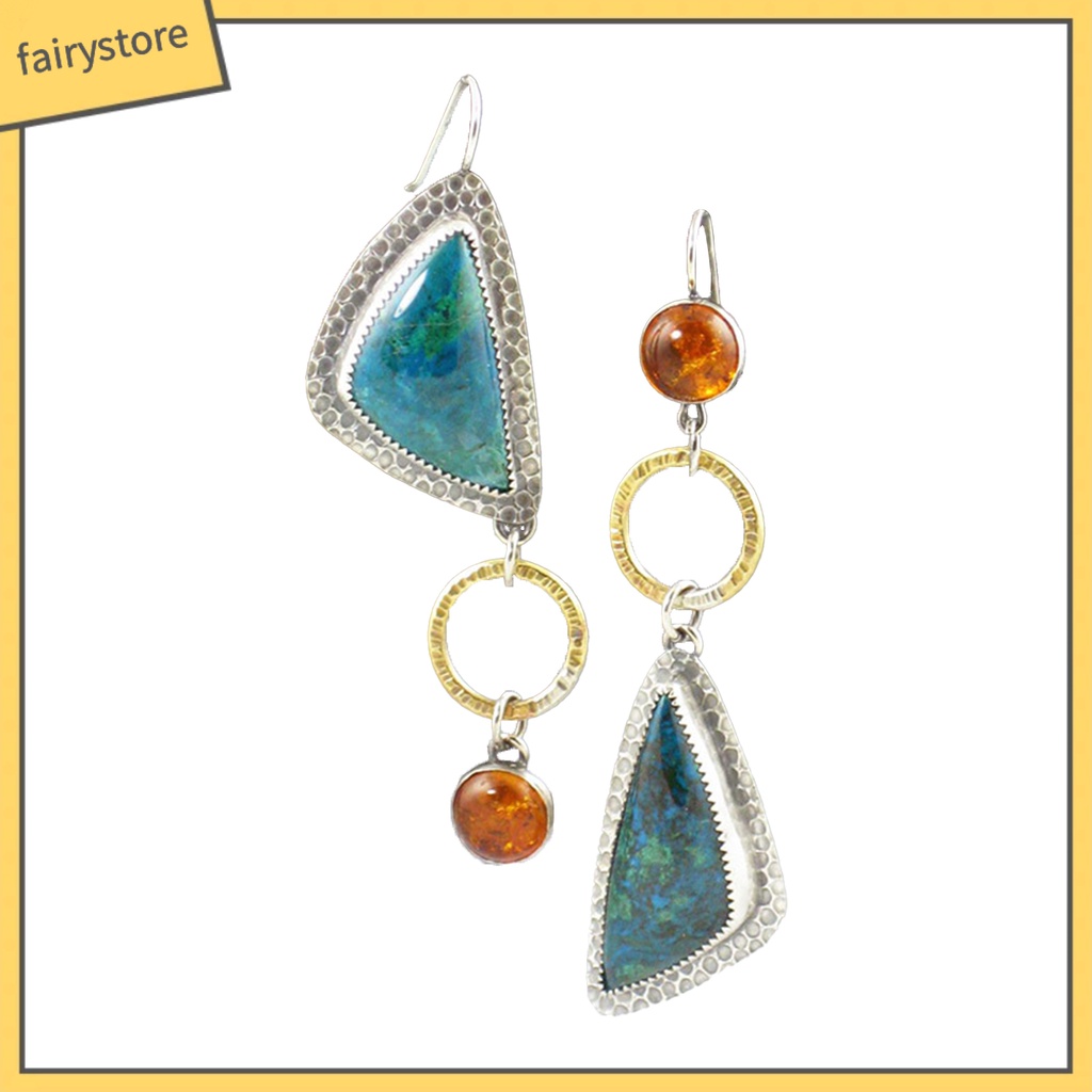 1 Đôi Bông Tai Tam Giác Đính Đá Ngọc Lam Giả Thời Trang Dành Cho Nữ