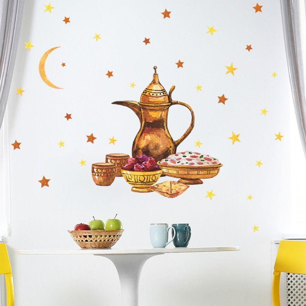Sticker Dán Tường Trang Trí Lễ Hội Hồi Giáo Hình Ngôi Sao Mặt Trăng