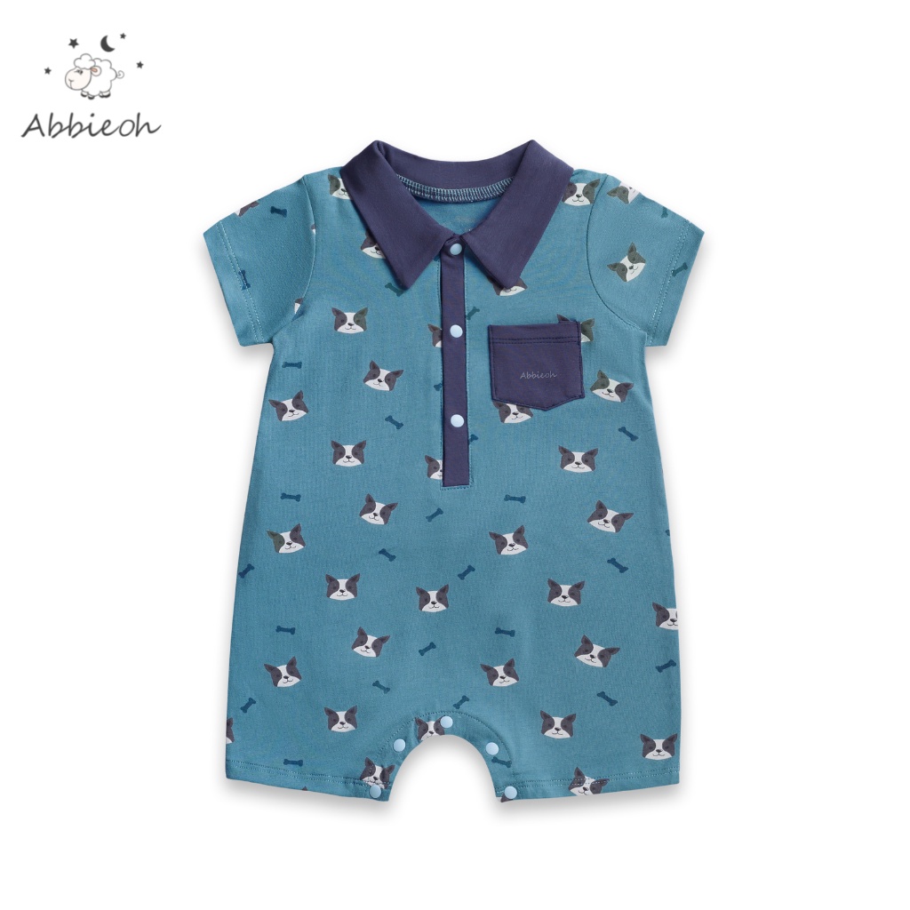 Bộ bodysuit cộc tay cotton ABBIEOH hình con vật và xe cho bé 6-12M BD503 BD502 BD533