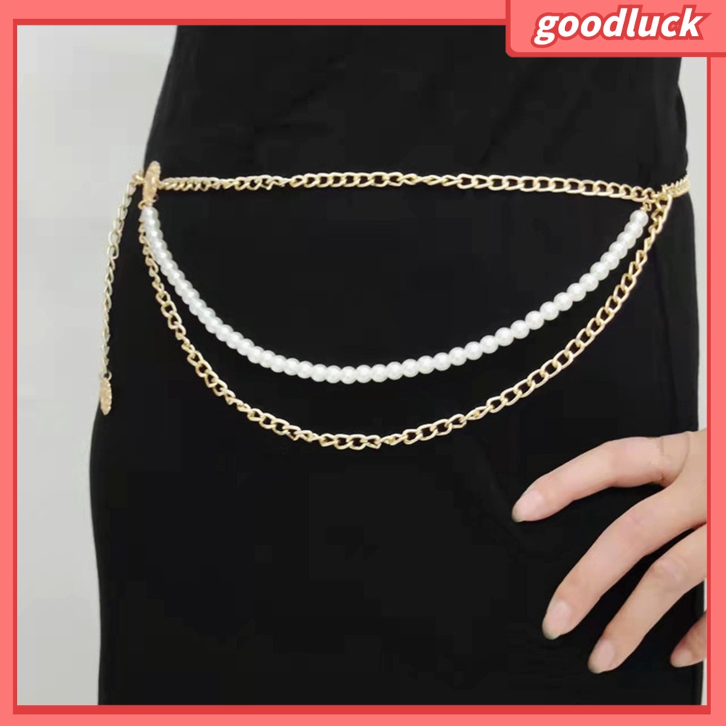|Đồ Chơi GODK GODK Độc Đáo| Dây Thắt Lưng Nhiều Lớp Đính Ngọc Trai Nhân Tạo Đơn Giản Phong Cách Vintage Cho Nữ