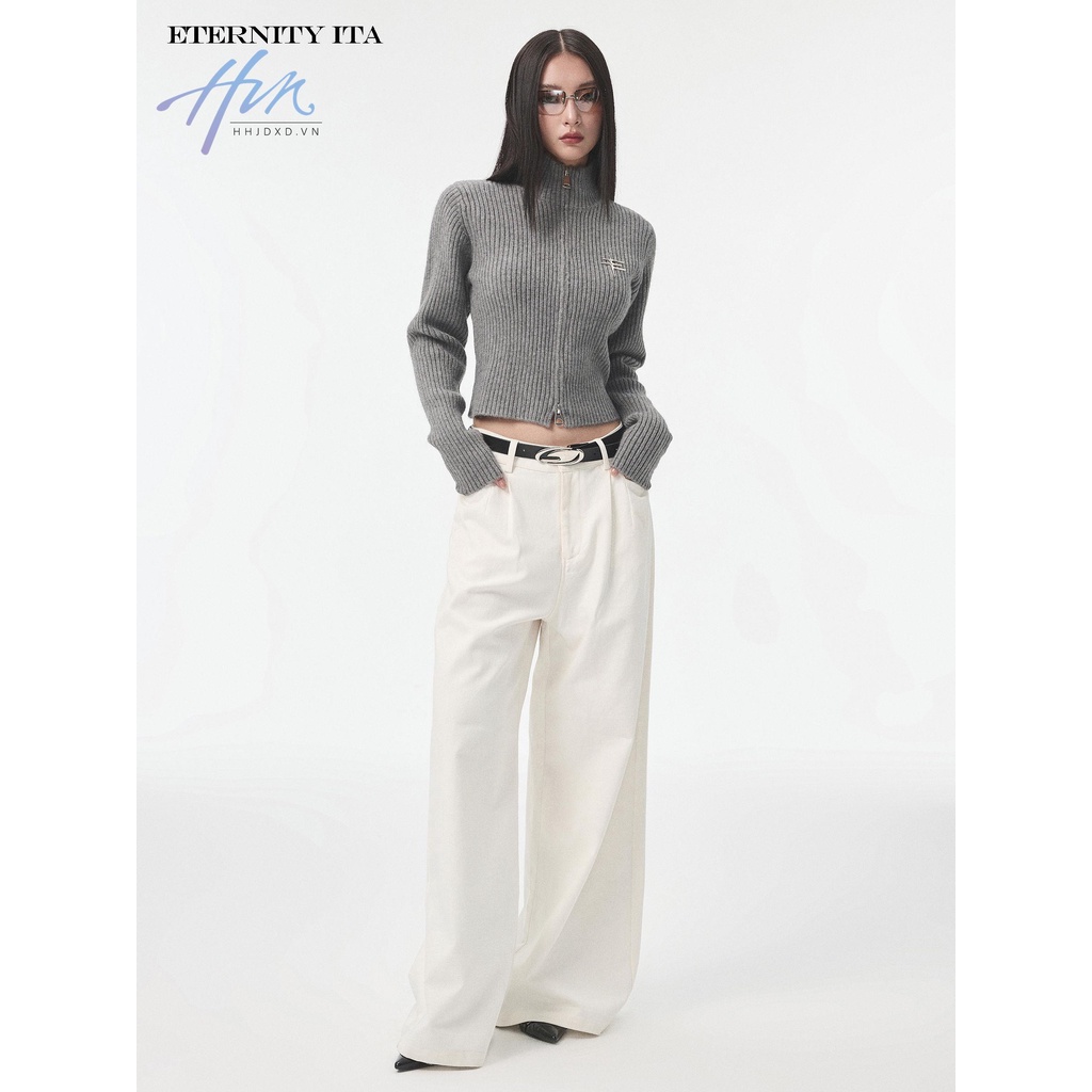 Áo Khoác Cardigan Dệt Kim Dáng Ngắn Có Khóa Kéo Thời Trang Xuân Thu Cho Nữ