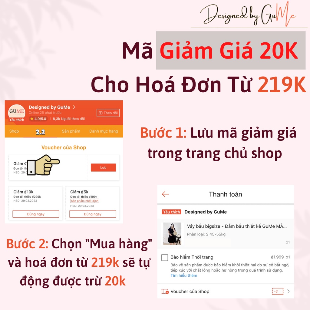 Váy bầu bigsize thiết kế công sở GuMe dáng chữ A phối cổ yếm nơ đen chất vải sạn lụa cao cấp dày dặn 40-100kg GM006