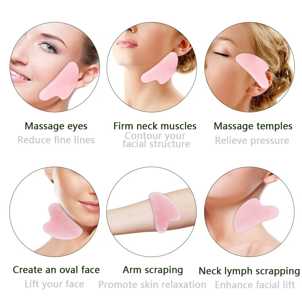 Đá Guasha Tự Nhiên Dùng Mát Xa Nâng Cơ Mặt Và Cổ Chống Nếp Nhăn