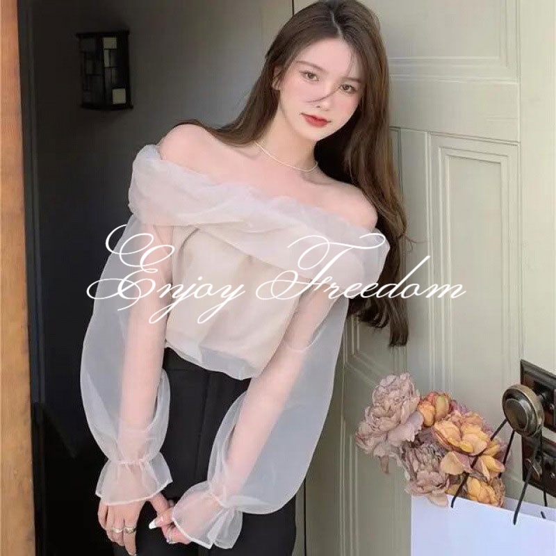 Áo Kiểu Ngắn Hở Vai Thời Trang Hàn Quốc Cho Nữ