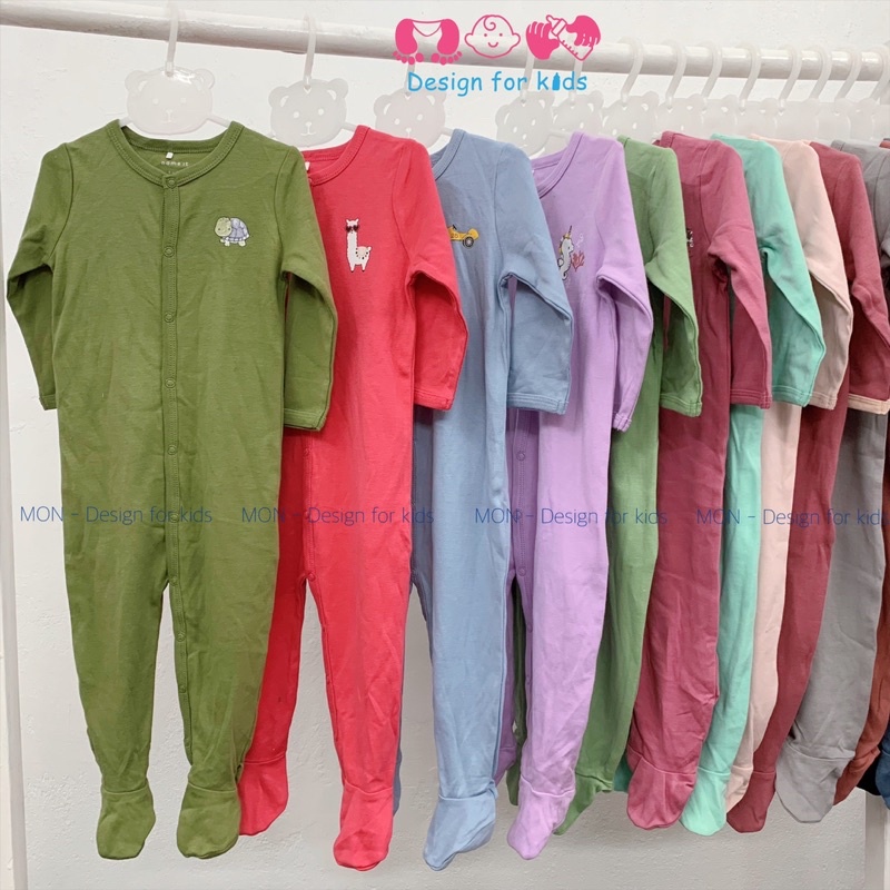 (Chọn mẫu) (Size 3-4 tuổi) Sleepsuit bộ body dài tay liền tất hàng xuất dư Name.it cho bé