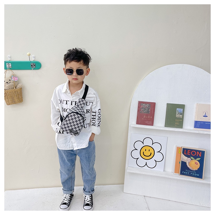 Túi thời trang trẻ em túi đeo chéo trước ngực kẻ caro họa tiết vui buồn và trơn cho bé Dương Kids