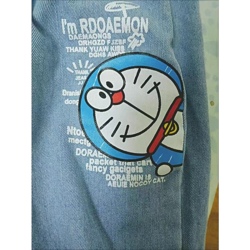Quần bò cạp chun trẻ em Doraemon xanh cho bé trai & bé gái