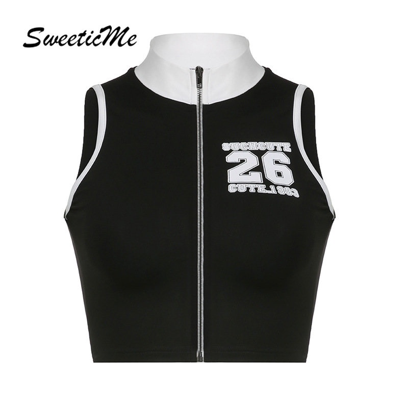 Áo Sát Nách Dáng Ôm Phối Khóa Kéo Thời Trang 2023 Cho Nữ