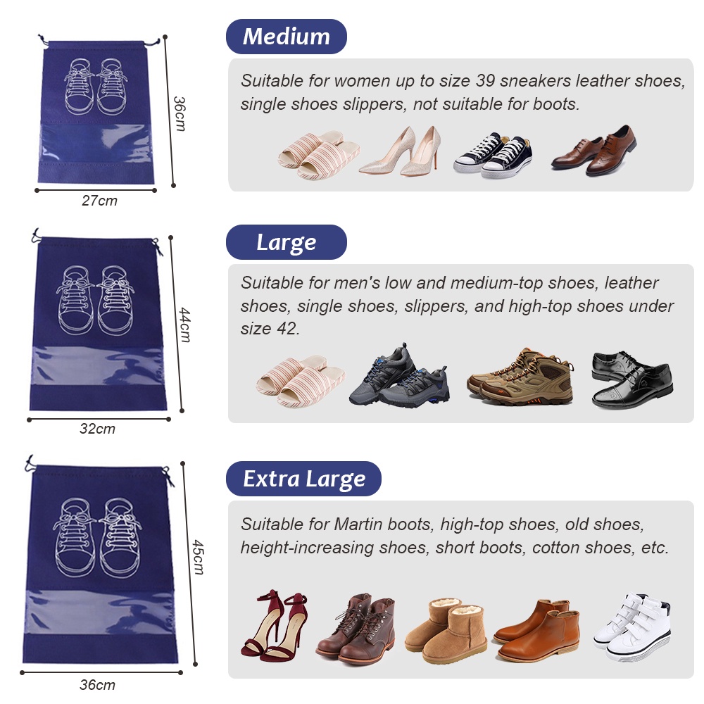 Túi Tote Rút Dây Bằng Vải Không Dệt Chống Nước Chống Bụi Đựng Giày Dép Đa Năng