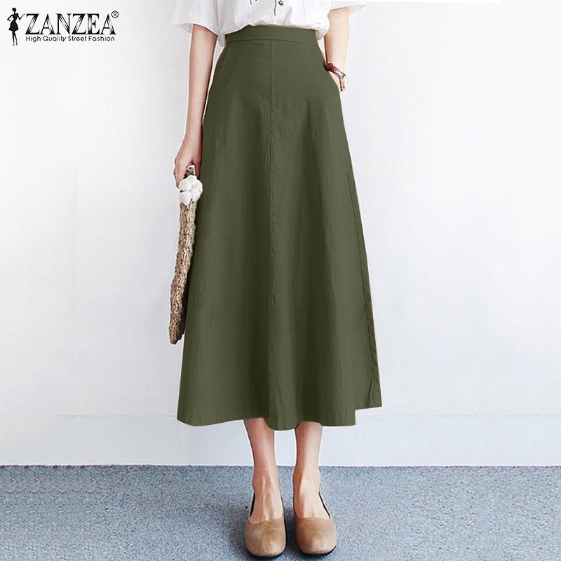 Chân váy ZANZEA màu trơn thanh lịch thời trang Hàn Quốc cho nữ