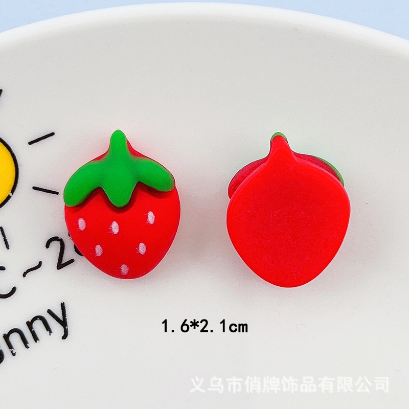 Charm gấu dâu cute | Charm cứng trang trí điện thoại kep tóc DIY slime