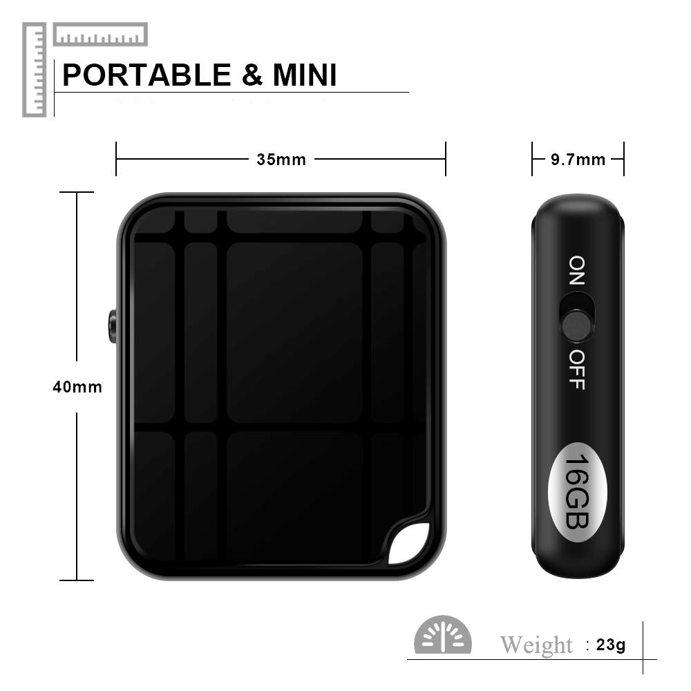 Máy Ghi Âm Mini MP3 Kèm Dây Đeo Lưng Tiện Dụng Cho Họp Giảng Dạy