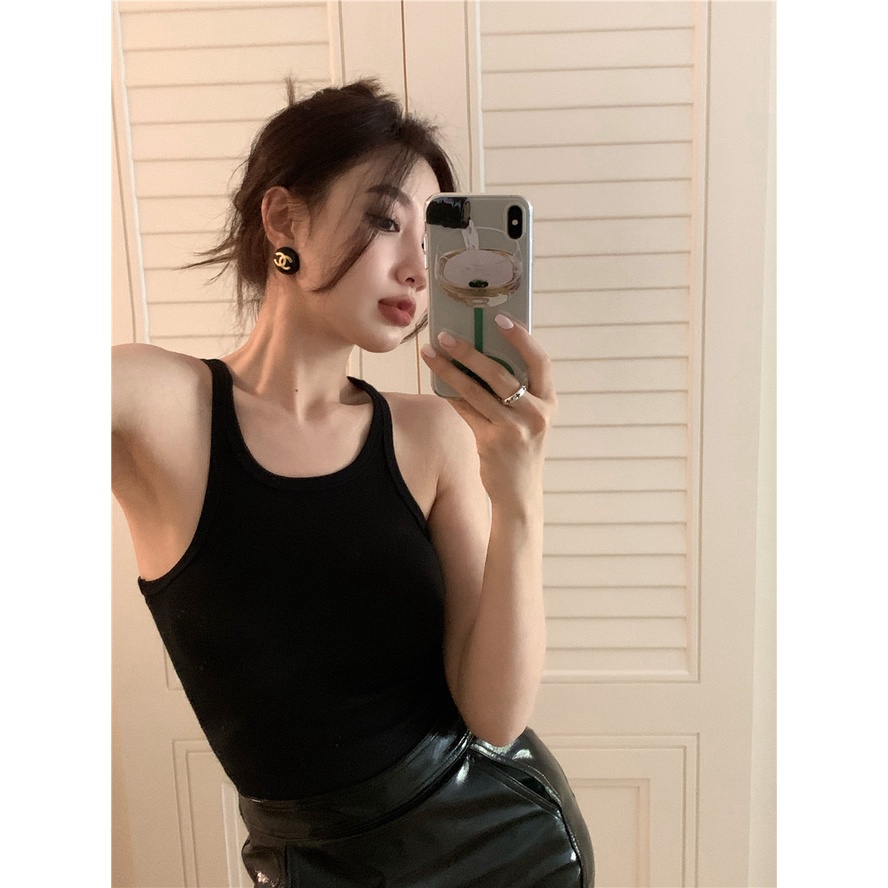 Áo Hai Dây Co Giãn Ôm Dáng Màu Trơn Thời Trang Hàn Quốc Cho Nữ