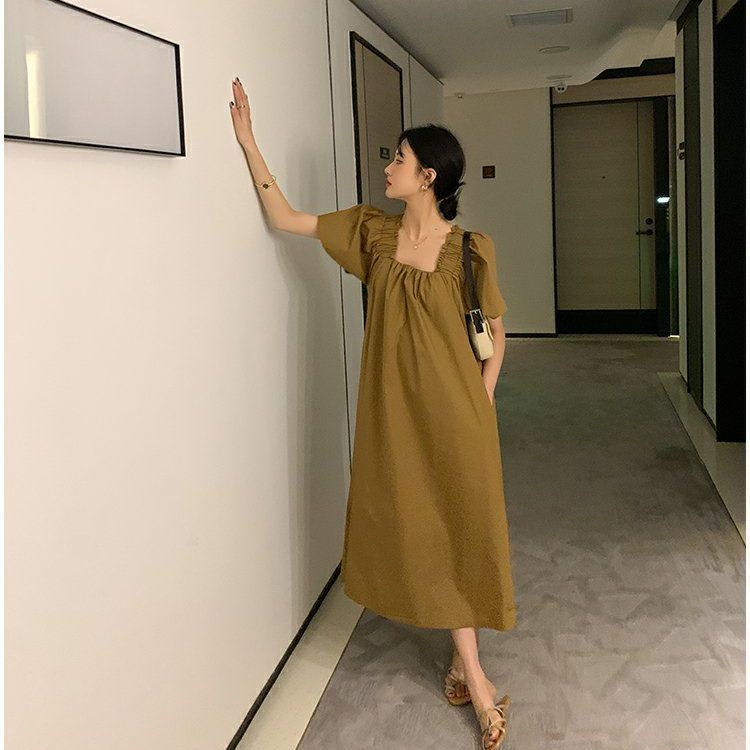 [Giao Ngay] Đầm Bầu Dáng Rộng Tay Ngắn Cổ Một Mảnh Thoải Mái Thời Trang Xuân Hè