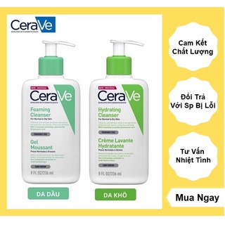 Sữa rửa mặt Cerave Foaming Facial Cleanser 236ml ,Sữa rửa mặt dành cho da dầu mụn và da khô