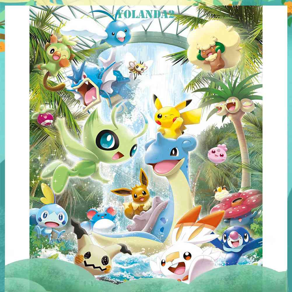 Tranh Đính Đá Kim Cương Toàn Bộ 5D DIY Hình Pokemon