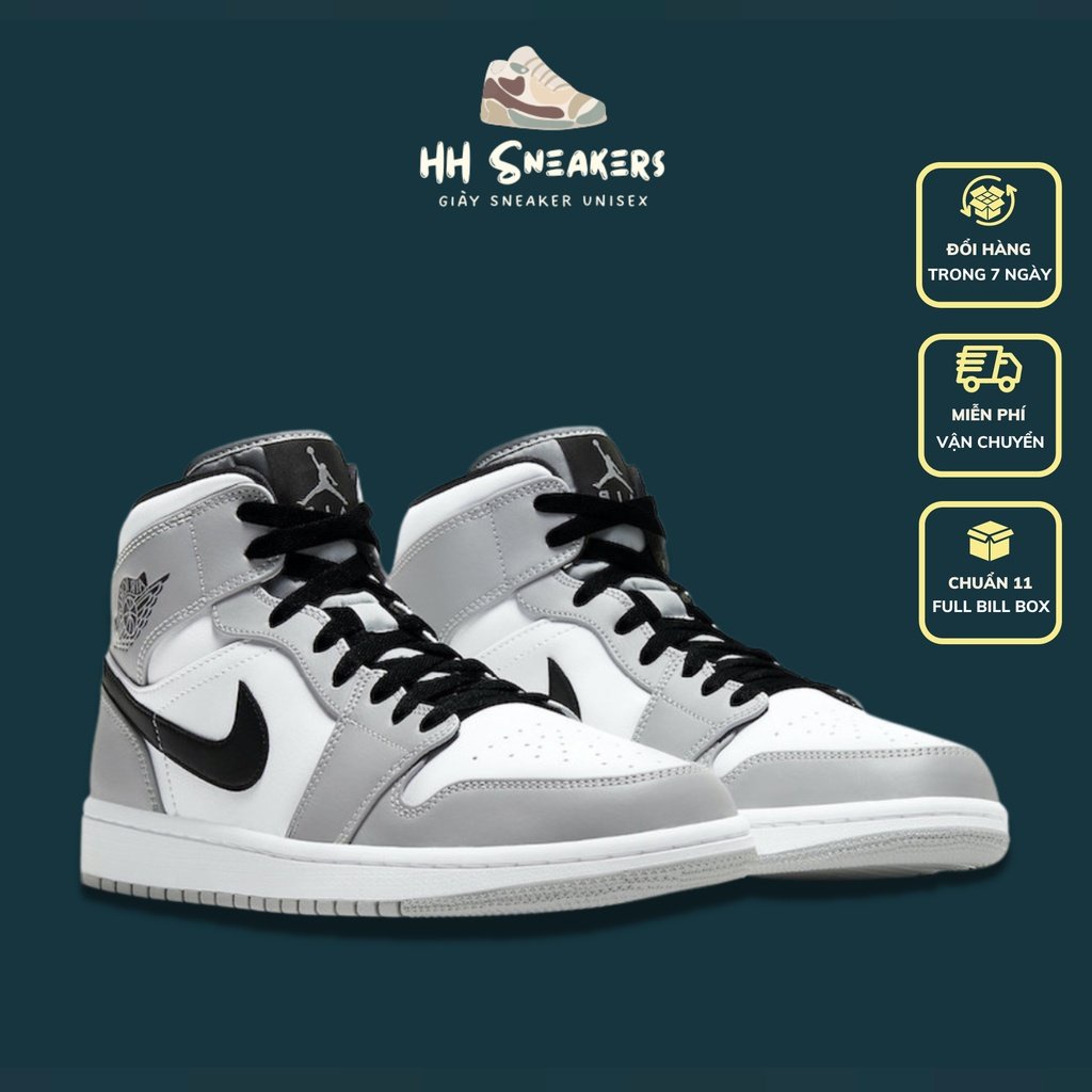 Giày thể thao nam nữ Jordan cao cổ cao cấp - Giày Jordan cổ cao màu ghi xám hàng 11 Full Box