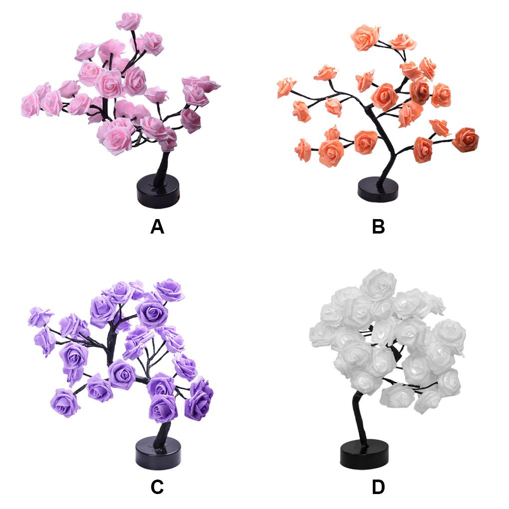 (runbu) Đèn Ngủ LED Hình Cây Hoa Hồng Chạy Bằng Pin Điều Khiển Cảm Ứng Để Bàn Trang Trí Tiệc Sinh Nhật Lễ Hội