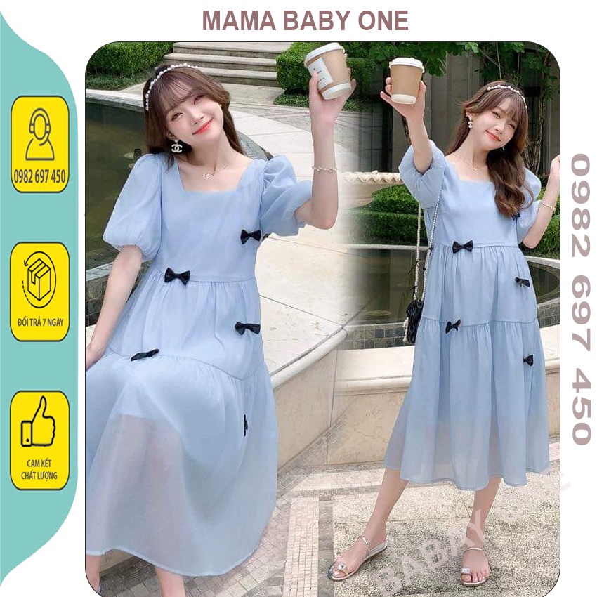 ĐẦM BẦU TIỂU THƠ XINH XẮN HOT TREND-VÁY BẦU CÔNG SỞ, TIÊC, DẠO PHỐ THIẾT KẾ ĐÍNH NƠ TAY PHỒNG SANG