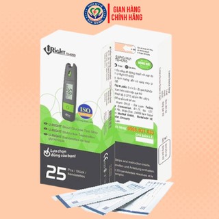Que thử đường huyết Uright hộp 25 que dùng máy Uright TD4265, 4267