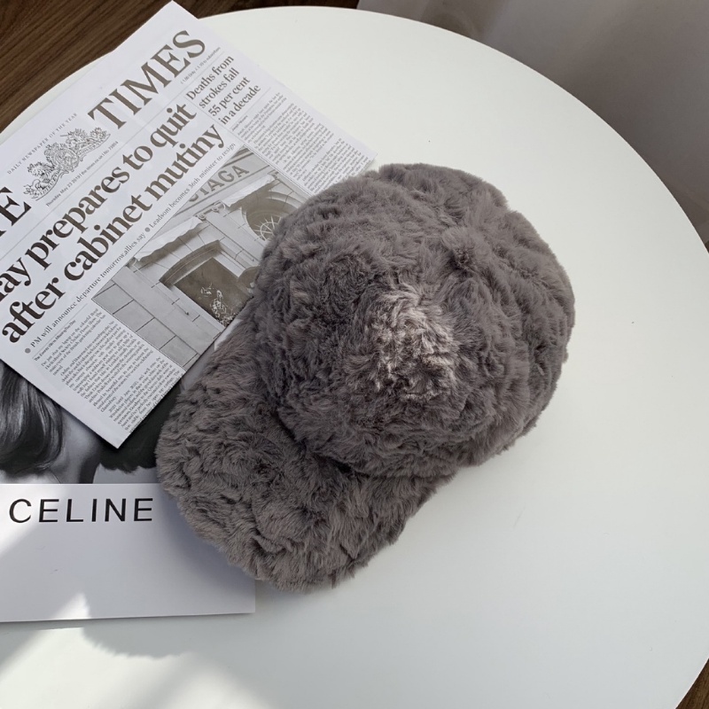 Mũ Bóng Chày Giả Lông Thỏ Dày Dặn Màu Trơn Thời Trang Mùa Đông Hàn Quốc Cho Nữ