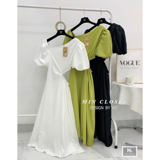 Đầm Dài Khoét Eo Tay Phồng - D23105
