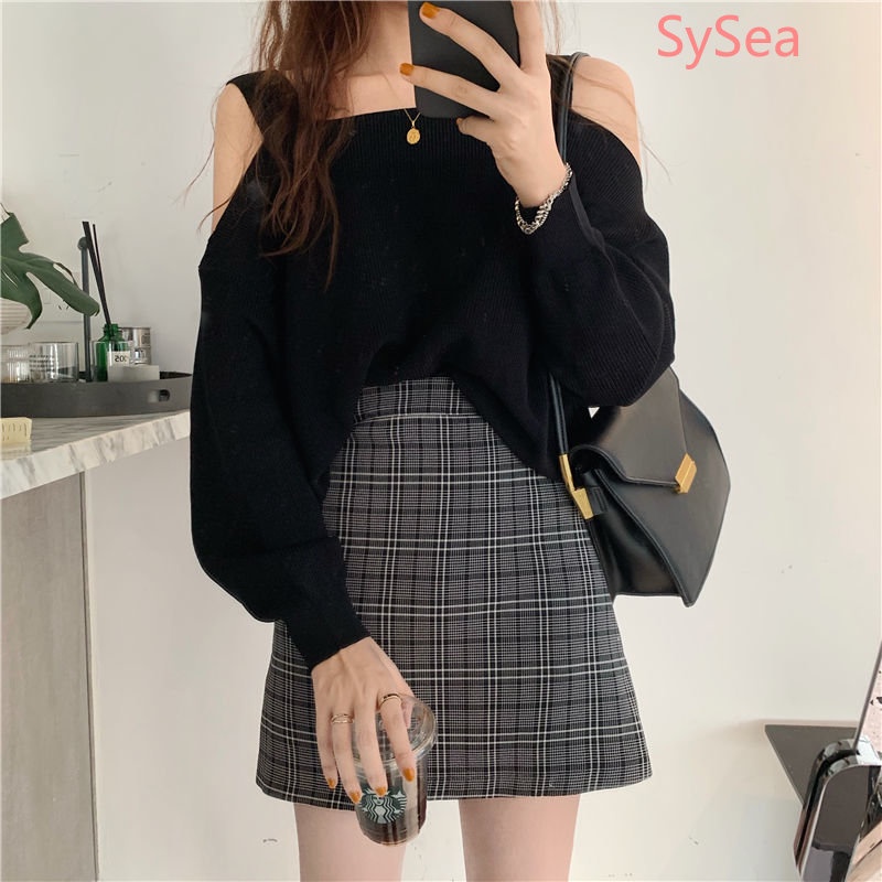 Áo Dệt Kim Tay Dài Dáng Rộng Trễ Vai Thời Trang Mùa Xuân Dành Cho Nữ