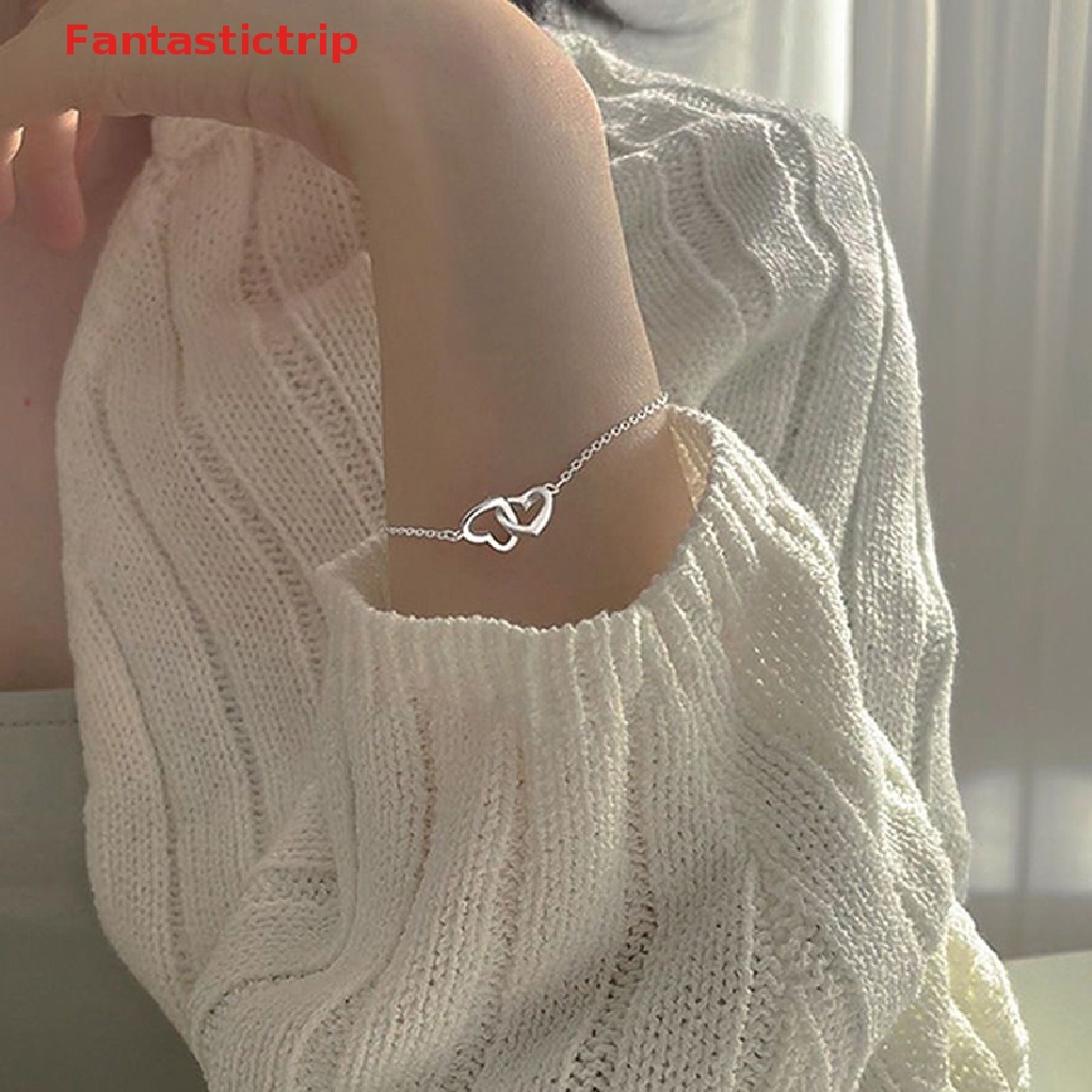 [Fantastictrip] Mới Vòng Đeo Tay Dạng Chuỗi Xích Rỗng Mặt Hình Trái Tim Thanh Lịch Cổ Điển Cho Nữ