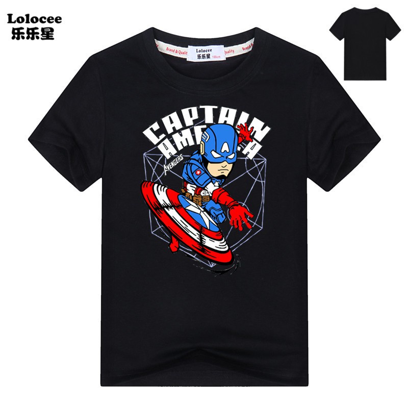 Áo thun bé trai in hình Marvel Avengers Captain America, Chất liệu cotton thoáng mát mềm mịn, Thấm hút mồ hôi, SSSHOP 02