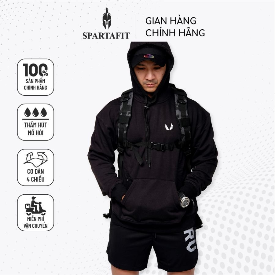 Áo hooide nam nữ ASRV SPARTAFIT áo unisex tập gym fitness