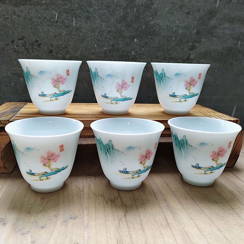 Bộ 6 Tách Uống Trà Bằng Sứ Màu Trắng IM3U