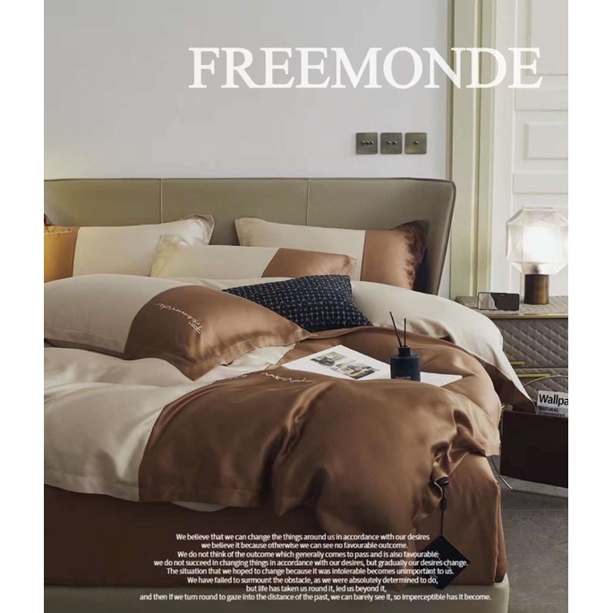 Bộ chăn ga gối Tencel Freemode cao cấp phối màu sang trọng