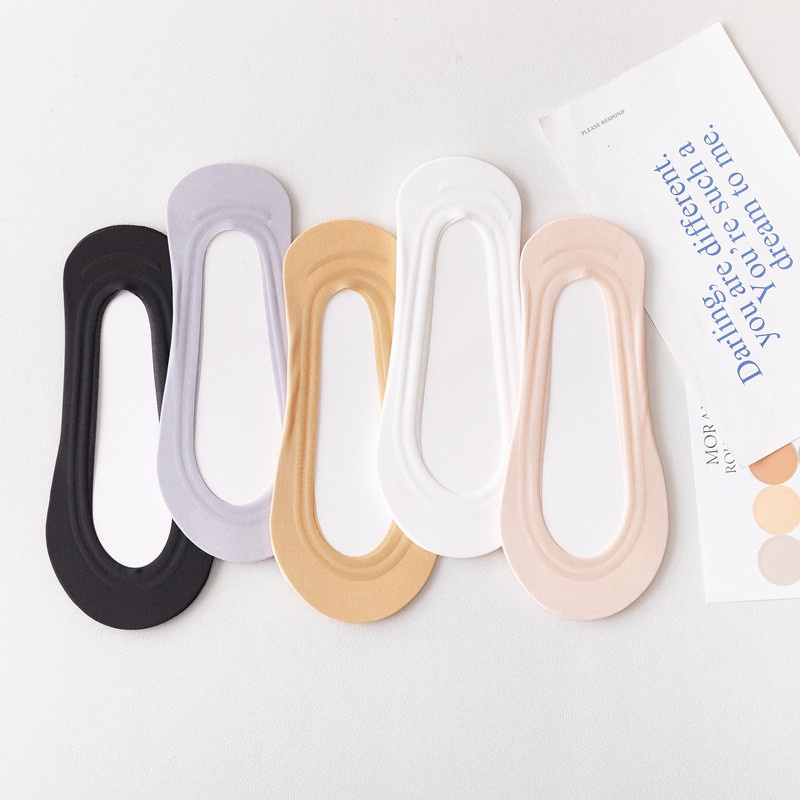 Vớ Thuyền Ngắn Siêu Mỏng Bằng Lụa Lạnh Vô Hình Màu Sắc Trơn Không Để Lại Dấu Vết Cho Nữ