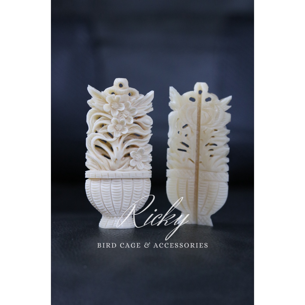 Phụ kiện lồng chim - Puteh longsan - Basket flower design  - B0NE (X026) RICKY BIRD SHOP