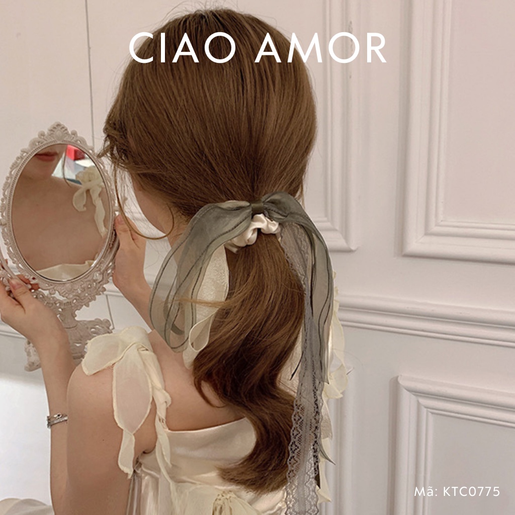 Kẹp tóc nữ nơ thanh mảnh nhỏ dây xuống vintage tiểu thư Phụ kiện tóc - KTC0775