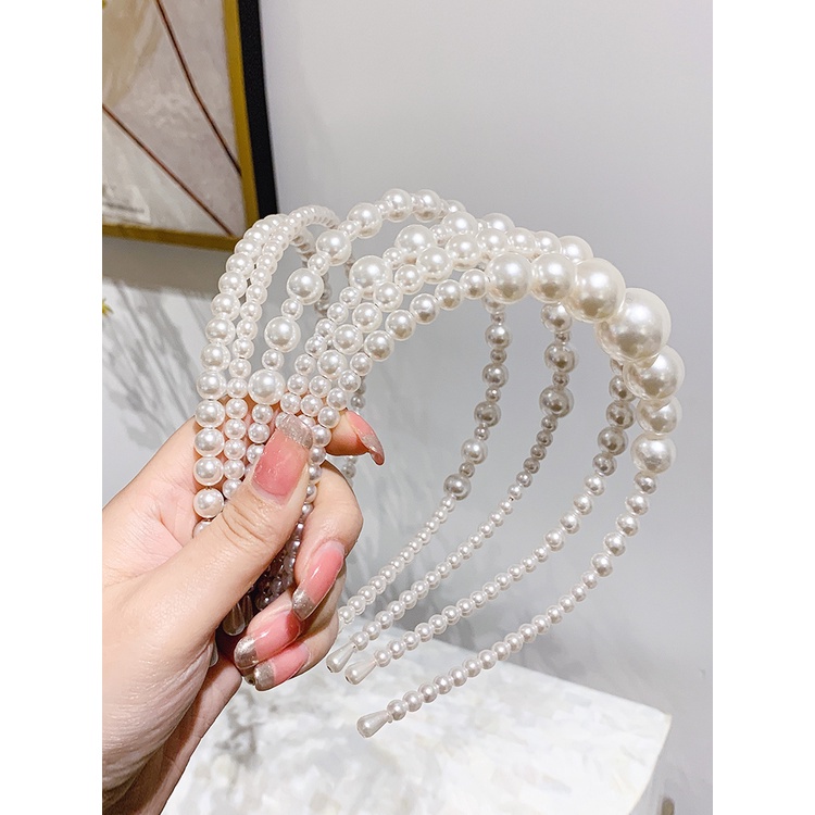 Băng Đô Đính Ngọc Trai Chống Trượt Thời Trang Pháp 2023