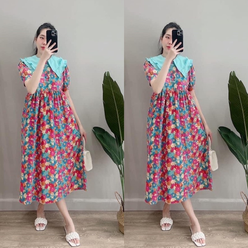 🔥🔥FREESHIP🔥VÁY HOA SIÊU XINH. PHOM TO DÀI BẦU BÍ BON CHEN ĐƯỢC CHỊ EM NHA