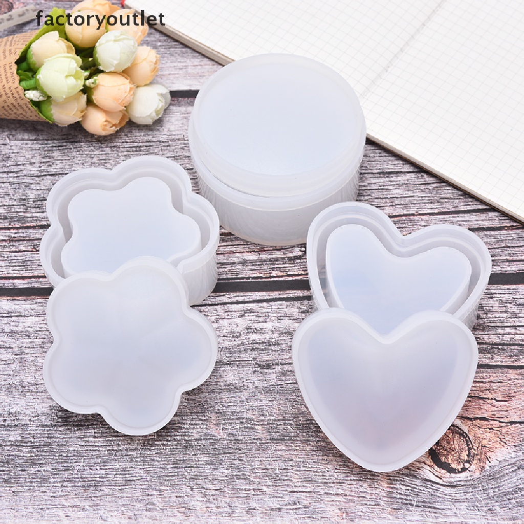 Khuôn Silicone Làm Hộp Trang Sức Hình Trái Tim Lục Giác DIY