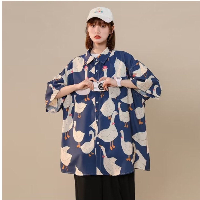 Áo Sơ Mi Lụa Lạnh Cao Cấp Tay Ngắn Phong Cách Hong Kong Thời Trang Mùa Hè Hàng Mới Dành Cho Nam Nữ