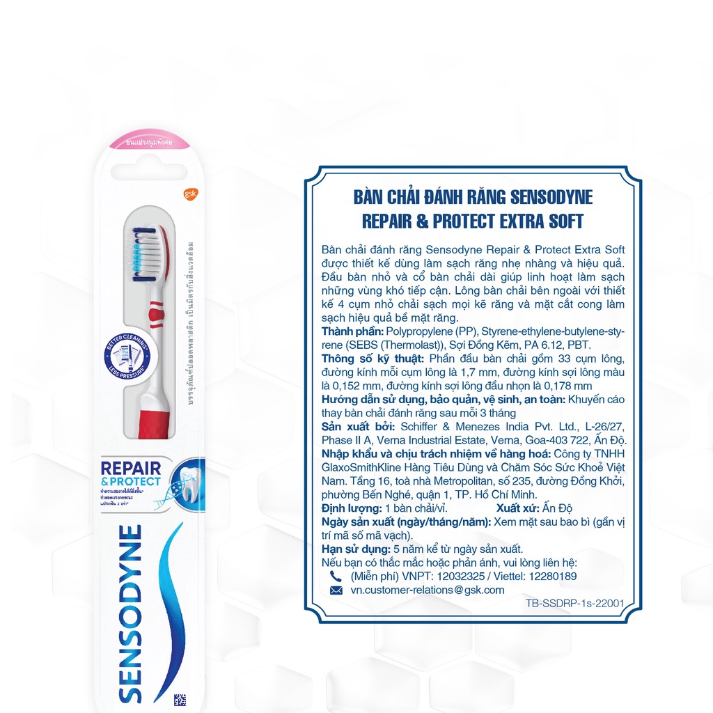 Bàn chải đánh răng dành cho răng ê buốt cao cấp Sensodyne Repair & Protect Extra Soft  - Nhẹ nhàng, êm nướu