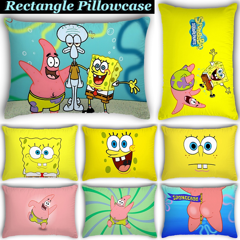 Vỏ Gối Hình Chữ Nhật Bằng Polyeste In Họa Tiết SpongeBob Và Patrick Ngôi Sao Một Mặt Trang Trí Nhà Cửa (Không Kèm Lõi)