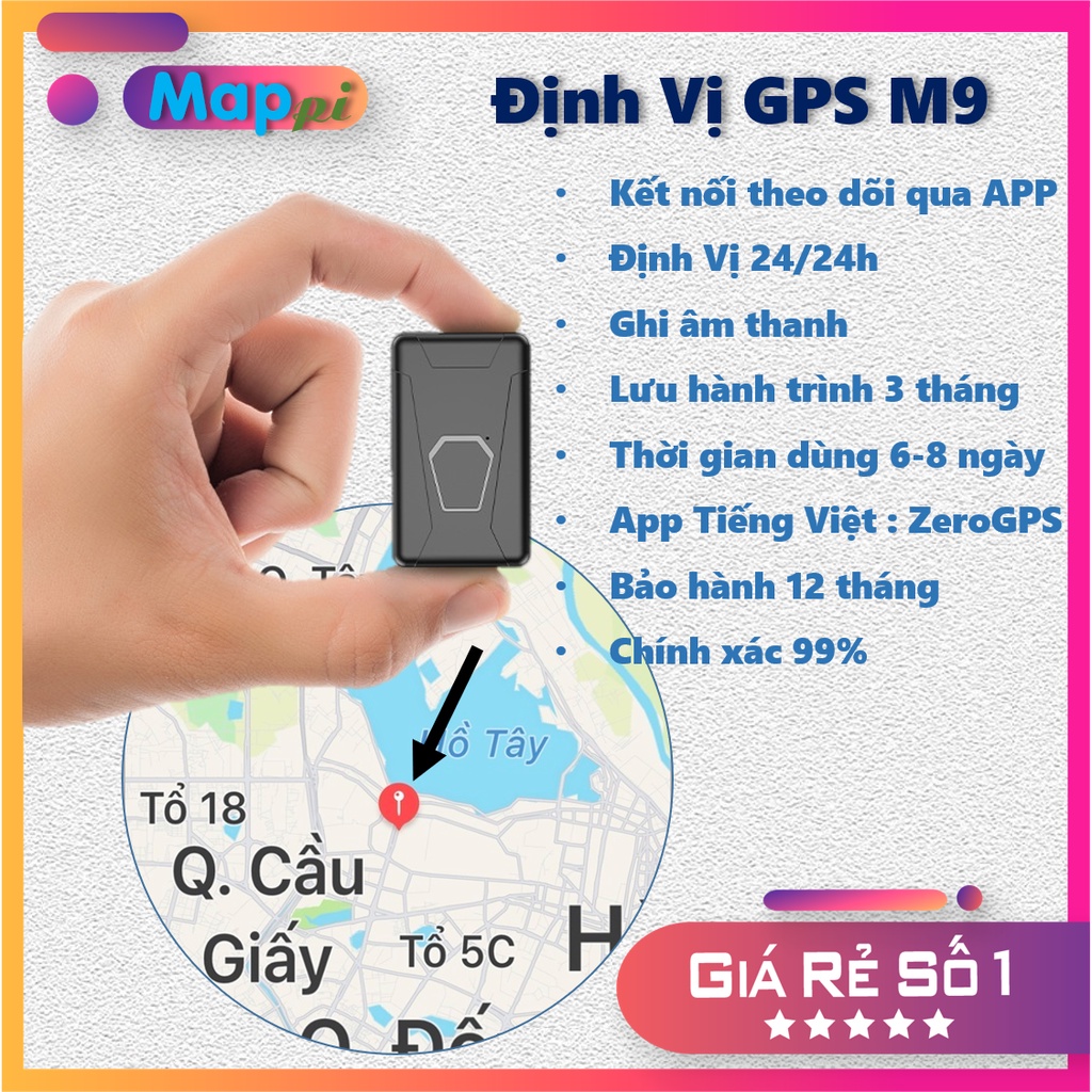 Định vị không dây GPS theo dõi siêu nhỏ M9,Nghe âm thanh, Giám Sát Qua APP, Ghi âm từ xa.