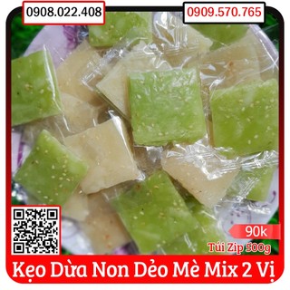 Kẹo dừa non dẻo mè mix 2 vị - túi 500g - đặc sản bến tre
