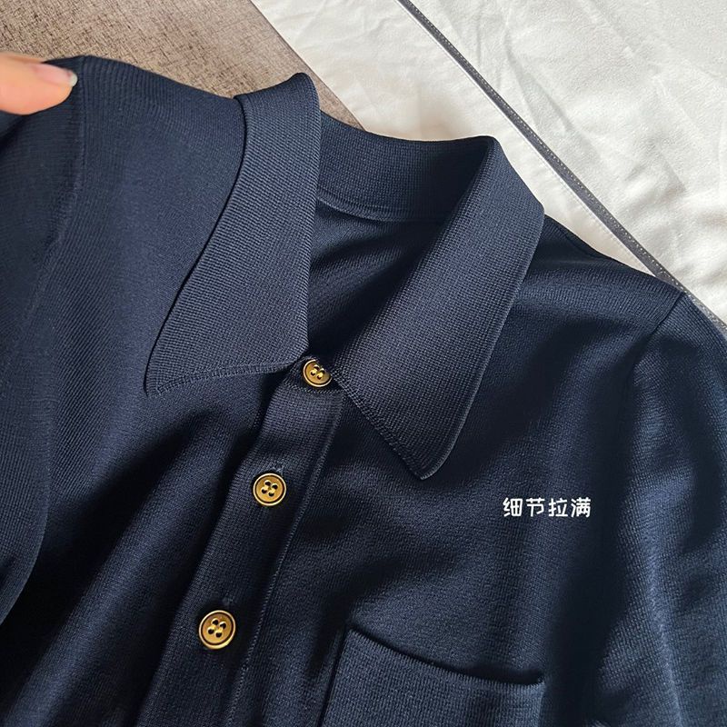 Áo Thun polo Dệt Kim Tay Ngắn Thời Trang Mùa Hè Cao Cấp Dễ Phối Đồ Cho Nữ