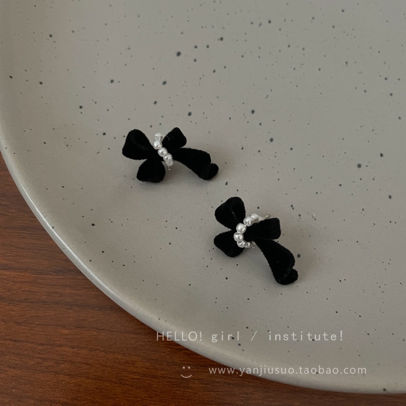 Bông Tai Mạ Bạc 925 Hình Nơ Đính Ngọc Trai Đơn Giản Dễ Phối Đồ