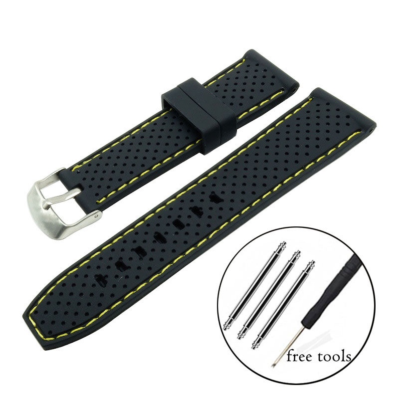 Dây Đeo Đồng Hồ Bằng Cao Su Silicone Thoáng Khí Chống Nước 20mm 22mm Cho Seiko